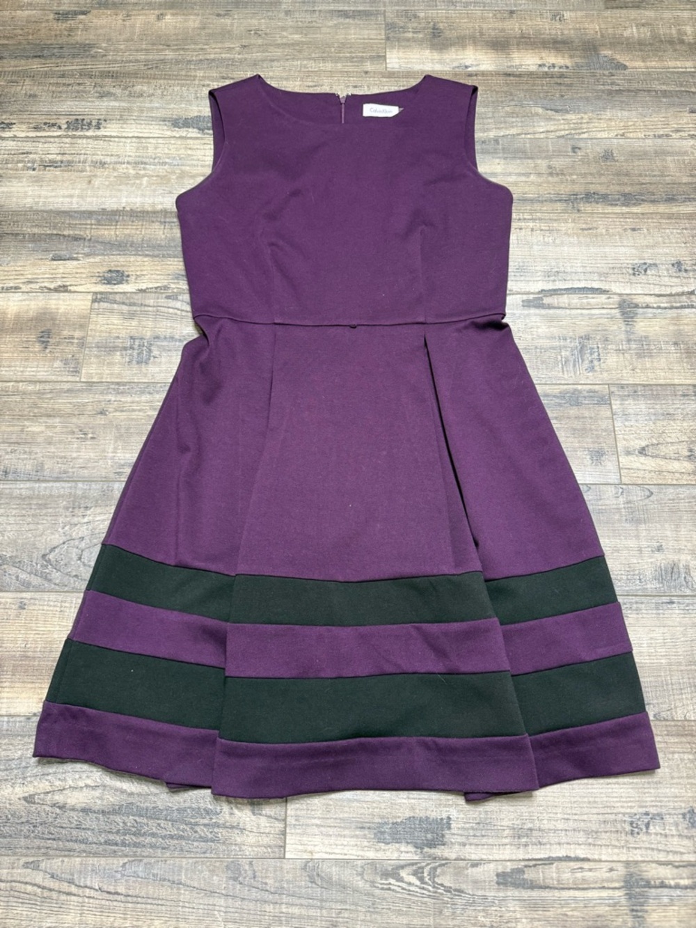 Calvin Klein Purple Striped Fit & Flare Dress Womens Size 10